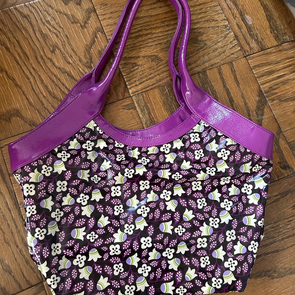 Vintage Vera Bradley Frill Floral Purple Tote Bag